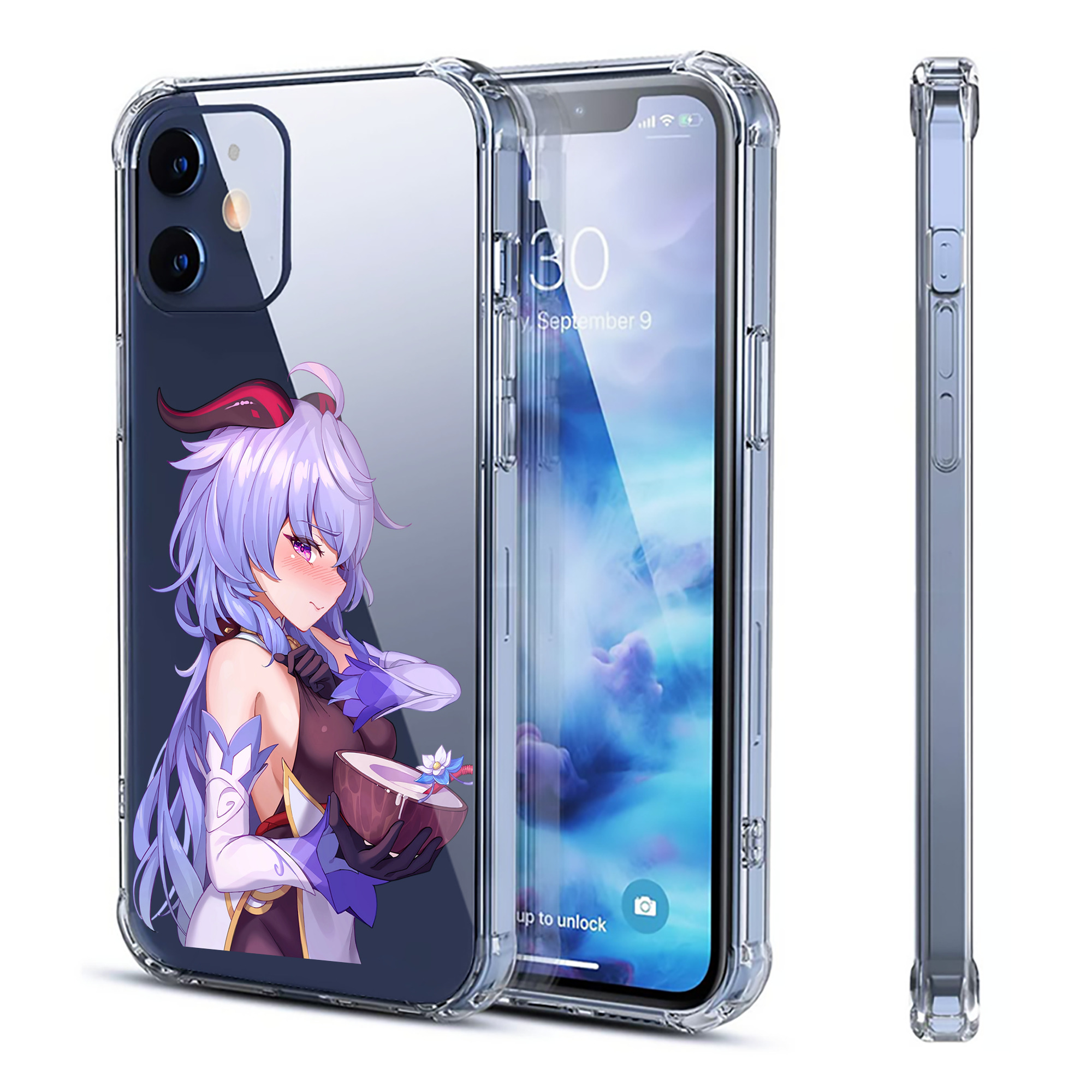 げんし神 甘雨 かんう genshin Ganyu 【iPhone 12シリーズ対応】透明スマホケース（クリアソフトケース）